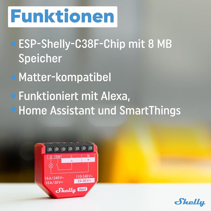 Shelly 1PM Gen3-2 Pack | WLAN Relais-Schalter mit Strommessung - 16A | Lichtsteuerung | Alexa Google