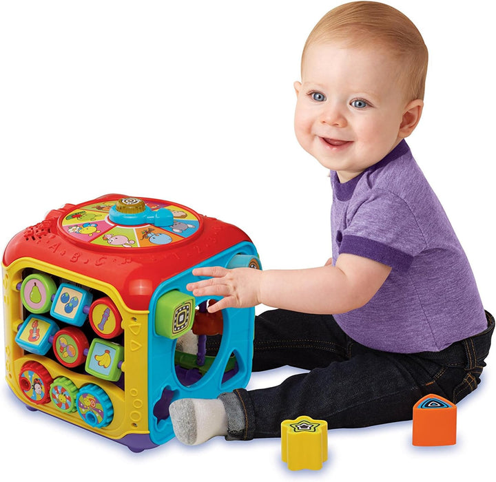 VTech Baby Entdeckerwürfel – Interaktiver Spielwürfel mit Musik, Formen und beweglichen Elementen –