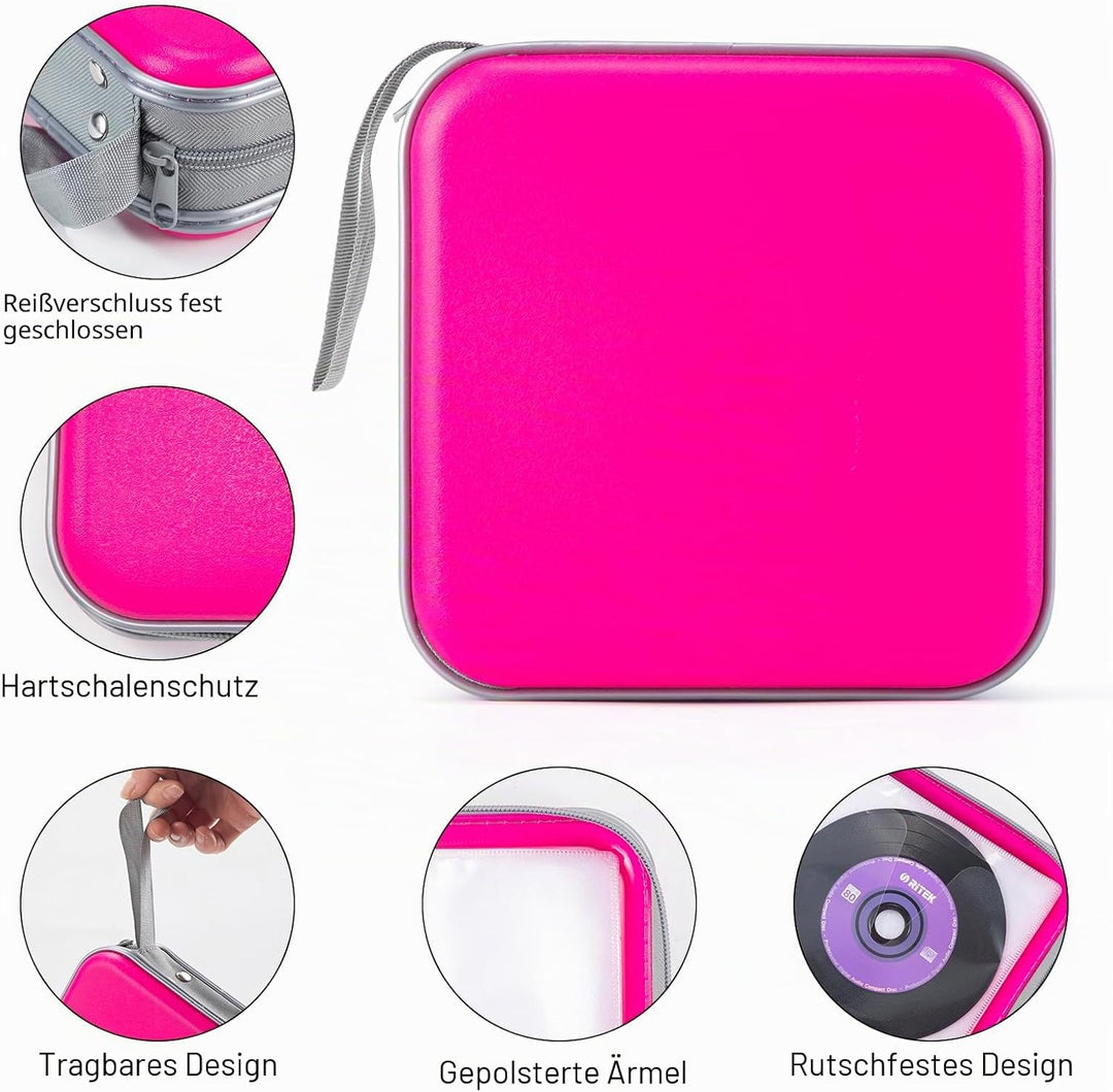 alavisxf xx CD Tasche, 48 DVD Tasche Hartplastik CD Taschen Aufbewahrung Schutzhülle DVD Lagerung CD
