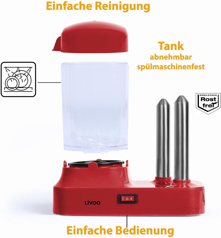 Hot Dog Maker für 6 Würstchen - Hot-Dog Maschine mit abnehmbaren Wärmebehälter - Würstchenwärmer mit