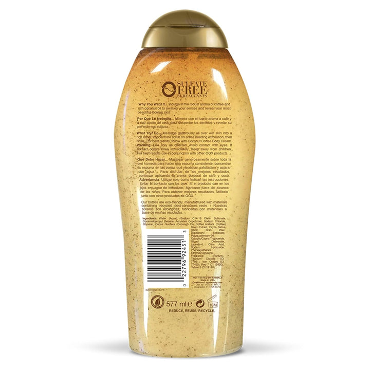Ogx Coconut Coffee Body Wash - 19.5oz, 19.5 Oz Peeling, Peeling