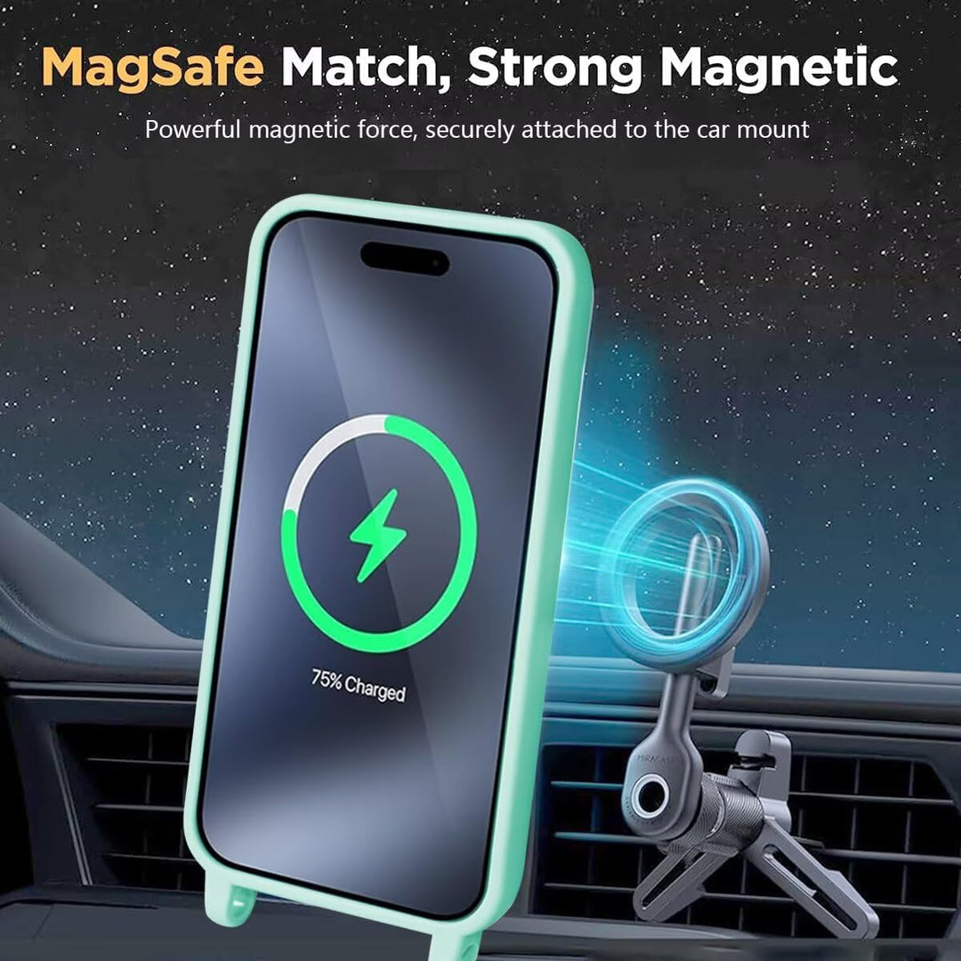 Handykette für Samsung Galaxy A72 5G Hülle mit Band [Kompatibel mit Magsafe] Flüssig Silikon Necklac