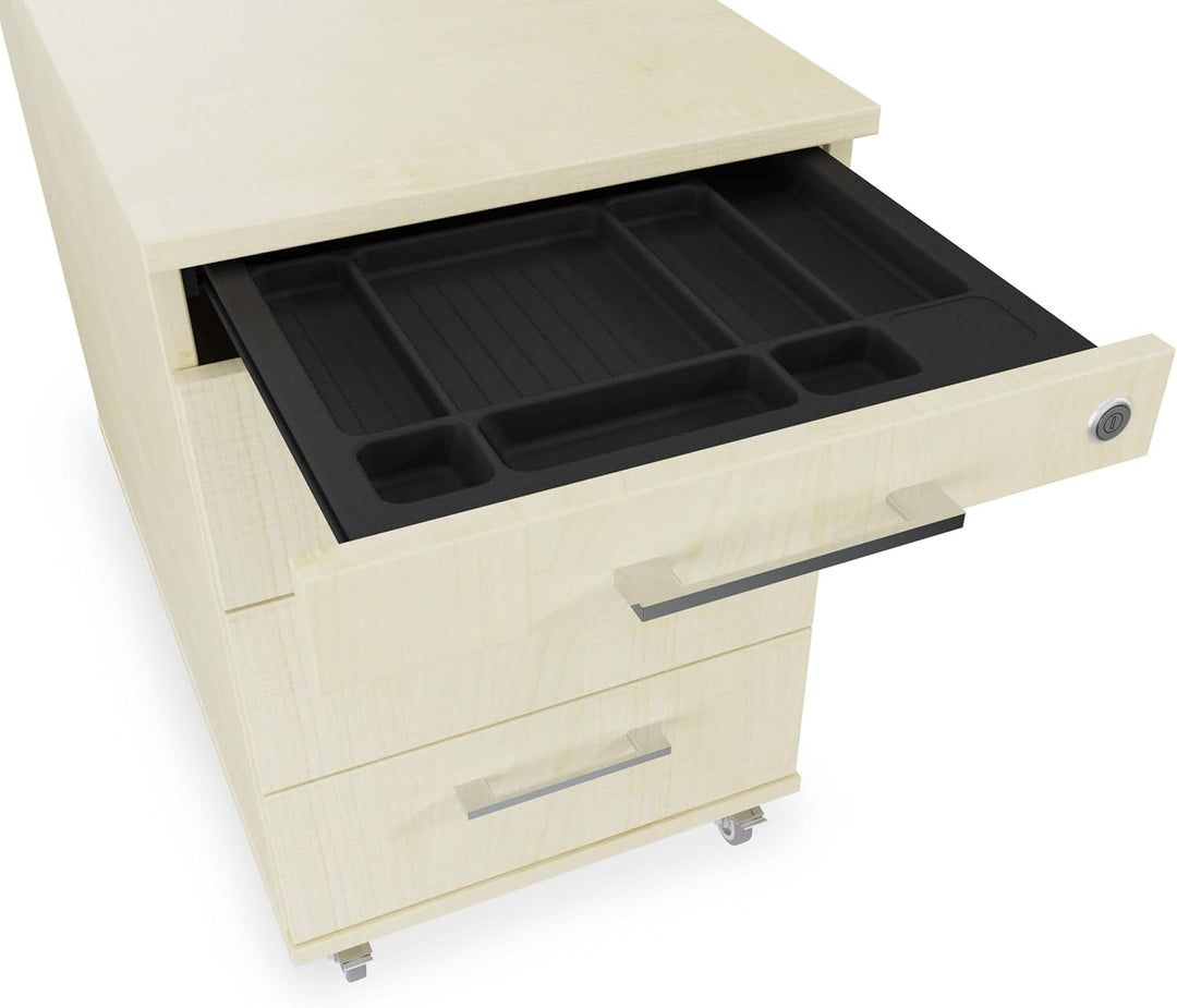 goodsforbusiness GmbH Büro Rollcontainer 80cm 3 Schubladen, 1 Materialauszug, abschliessbar 65x43x80
