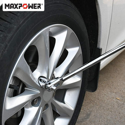 MAXPOWER 2 in 1 Gelenkgriff Drehgriff mit 1/2" und 3/8" Antriebskopf, 600mm/24 Schiebegriff mit Gele