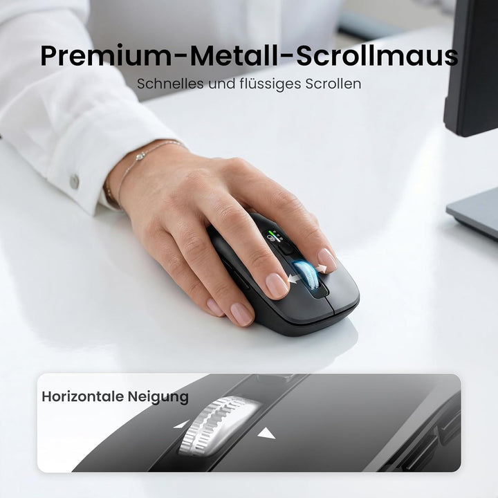 CITLLA M9127 Kabellose Tastatur und Maus mit Handballenauflage, Full-Size Multi Geräte-Tastatur Maus
