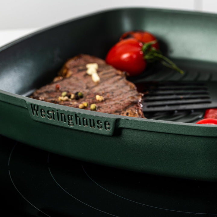 Westinghouse Pfannenset Performance (Wokpfanne + Grillpfanne) ø 28 cm - Grün - Induktion und alle an