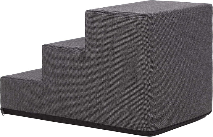 PillowPrim Tiertreppen Einganghilfe Kleinere Hunde Stufen Rampe Katzentreppe 3 Stufen Klein Graphit