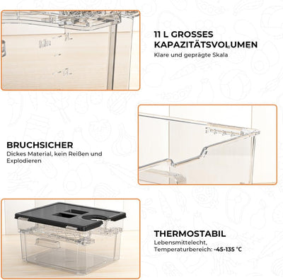 Sous Vide Behälter mit Deckel Sous Vide Container mit Rack 11L für Sous Vide Stick Garer Mehrere Mar