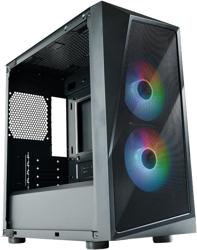 Cooler Master CMP 320 PC-Gehäuse – Mini-Tower-Gehäuse mit 2 x 120-mm-ARGB-Lüftern,Micro-ATX,Seitenwa