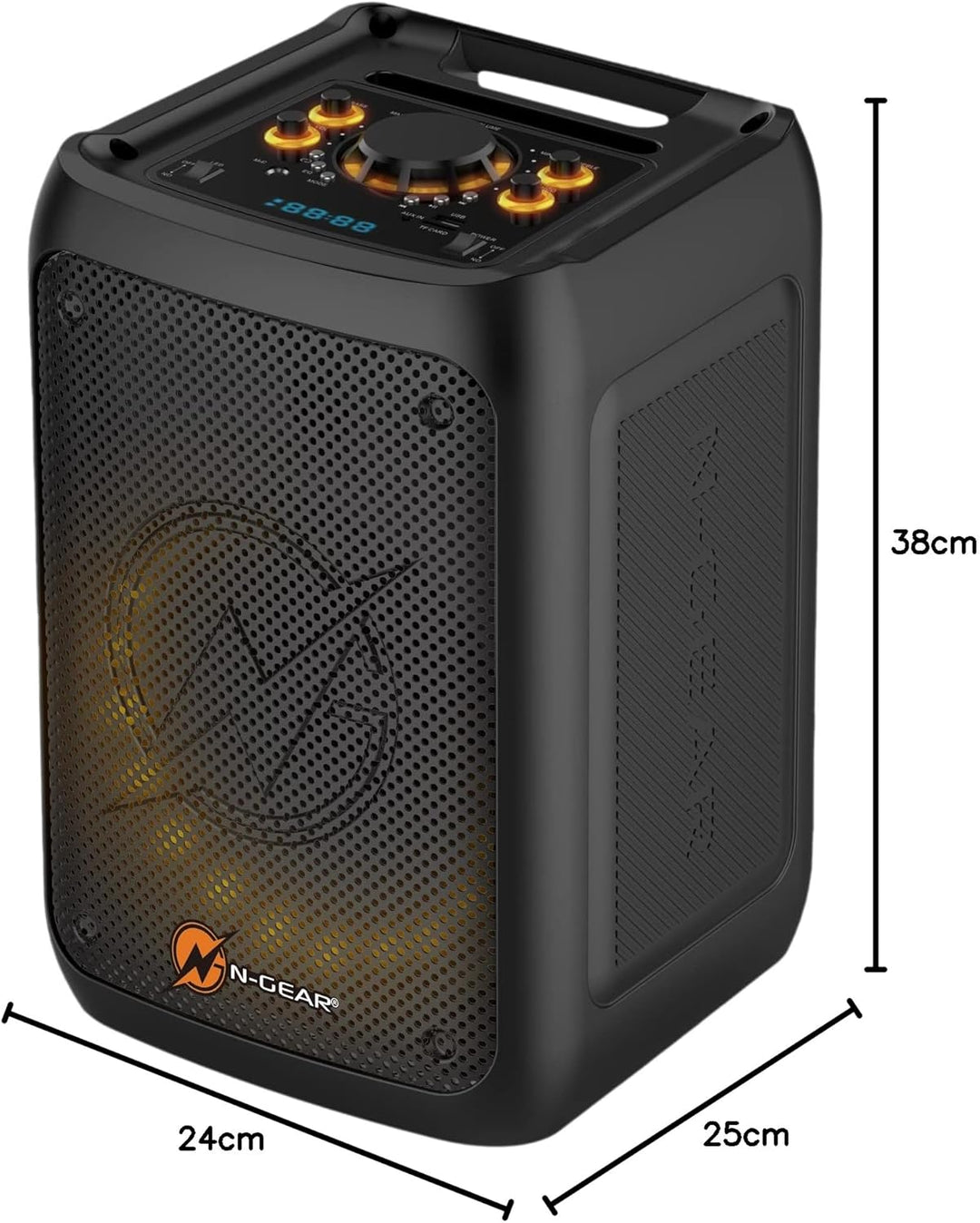 N-Gear The Flash Banger 777 Musikbox - Tragbarer Bluetooth Box mit RGB Lichteffekten und 8" Bass Lau