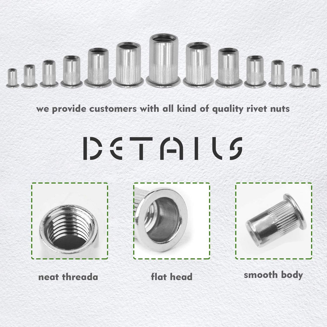 Waycreat 304 Nietmutter Edelstahl Sortiment,Rivet nut Nutsert Kit M3 M4 M5 M6 M8 M10 M12, 189-pack