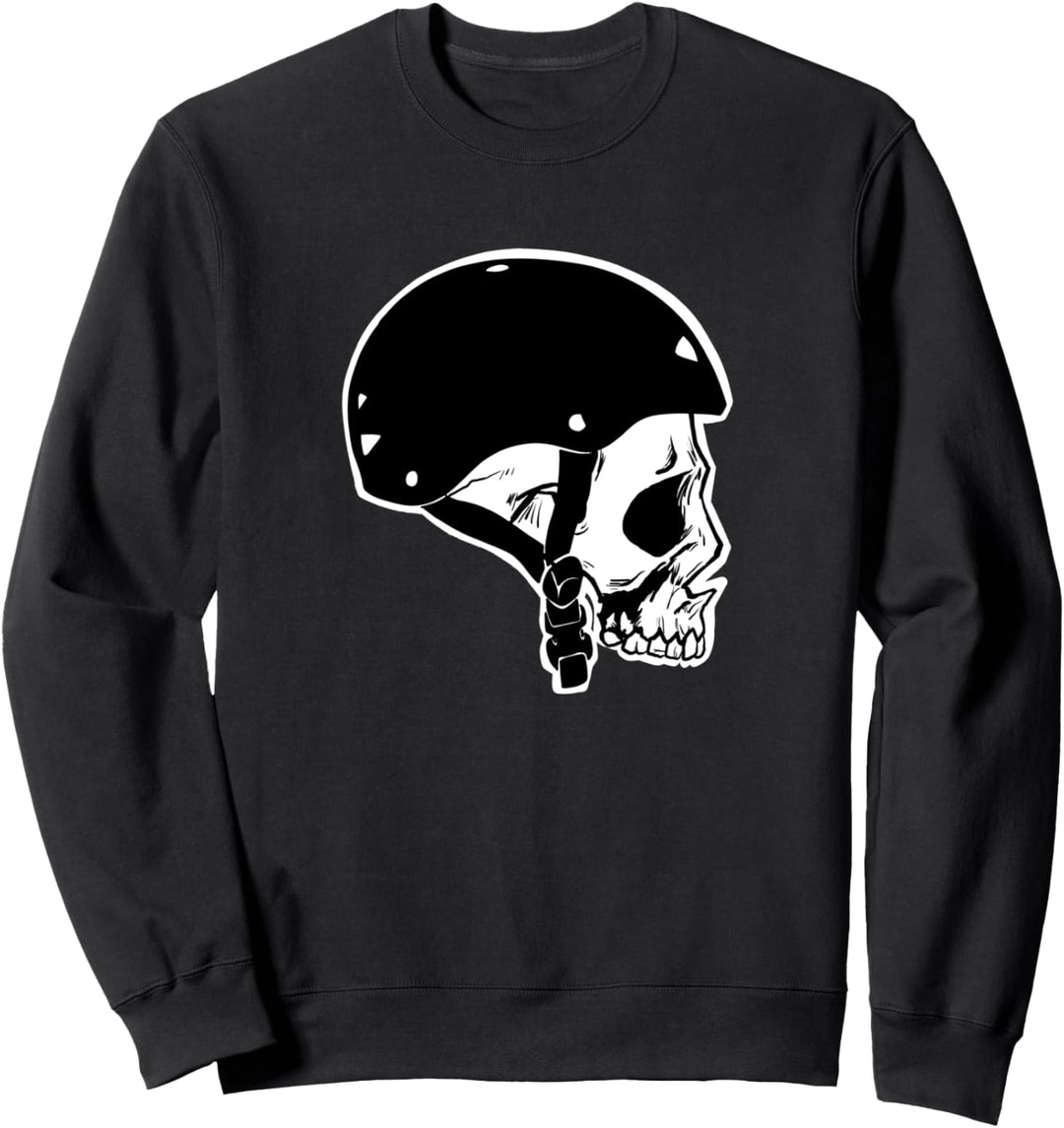 Skateboard Skull with Skater Helmet Skateboarding Skull Sweatshirt