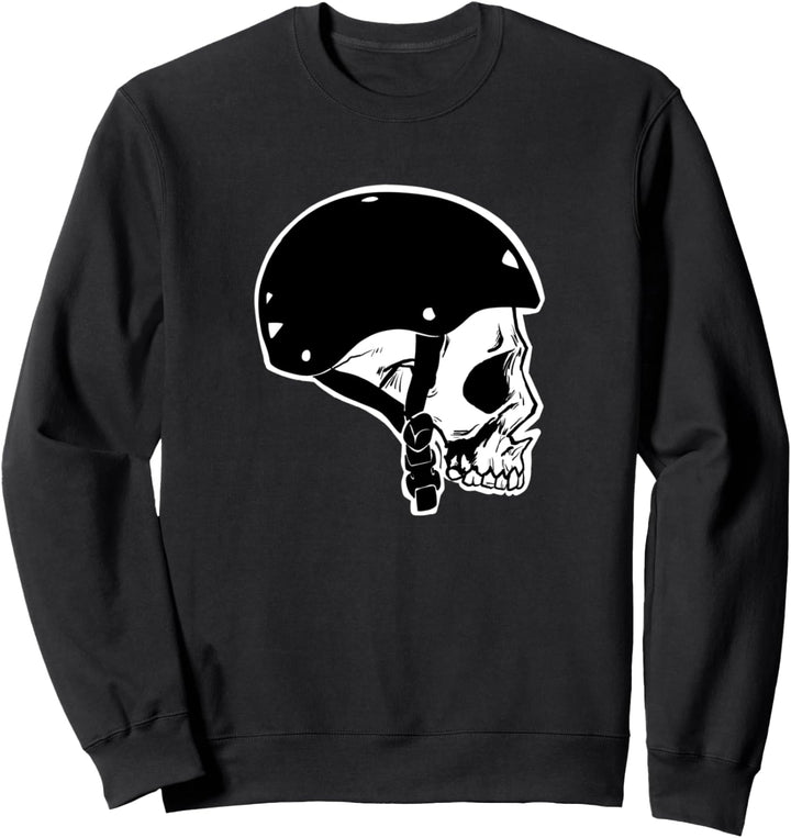 Skateboard Skull with Skater Helmet Skateboarding Skull Sweatshirt