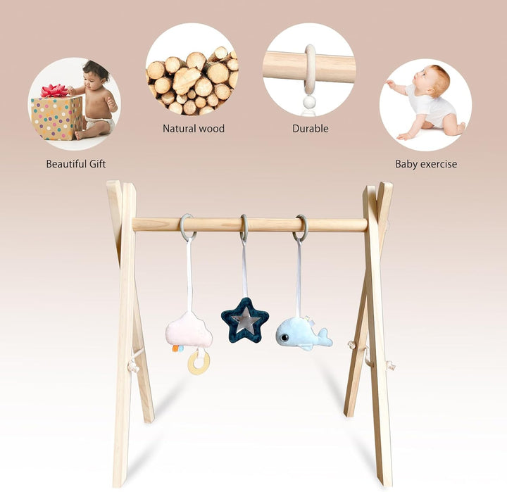 Caudblor Spieltrapez Holz Babyspielzeug Puzzle Gym inkl. Anhänger Babygymnastik aktiv Spielzeug Baby