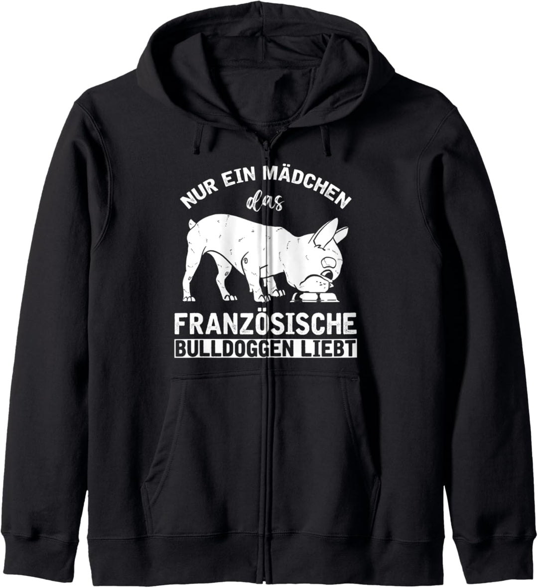 Hundebesitzer Hundehalter Frenchie Bulldogge Mädchen Kapuzenjacke