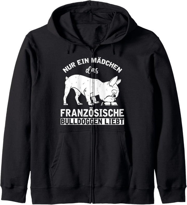Hundebesitzer Hundehalter Frenchie Bulldogge Mädchen Kapuzenjacke