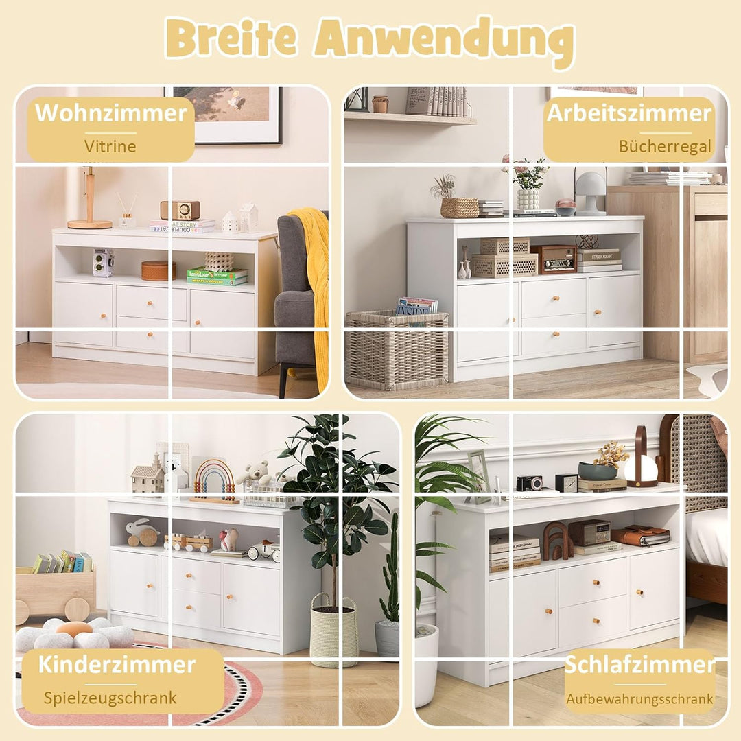DREAMADE Kinderregal, Spielzeugschrank mit 3 Schubladen, Kinderzimmer Aufbewahrung Spielzeug Organiz