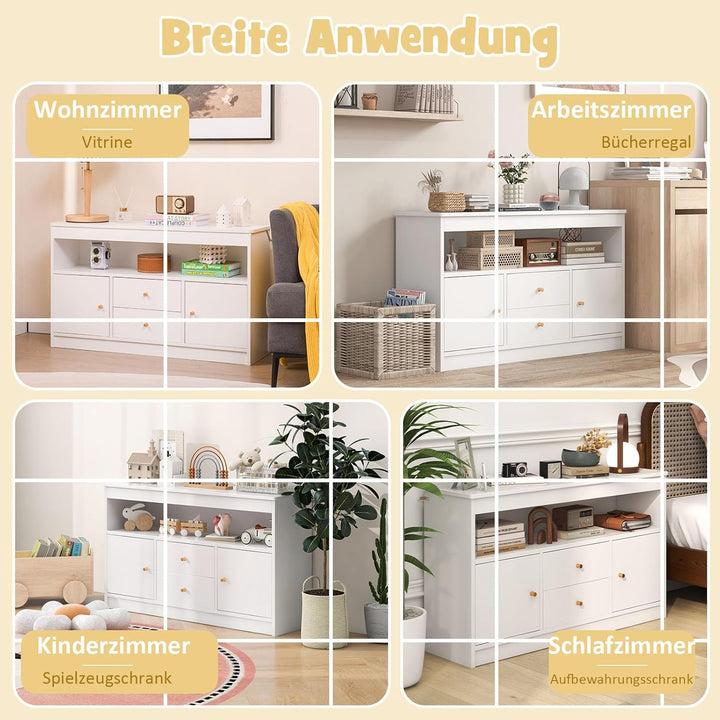 DREAMADE Kinderregal, Spielzeugschrank mit 3 Schubladen, Kinderzimmer Aufbewahrung Spielzeug Organiz