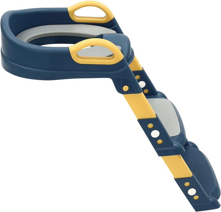 Kinder Toilettensitz mit Treppe abnehmbares PU-Kissen, höhenverstellbar 2–7 Jahre, klappbarer WC Sit