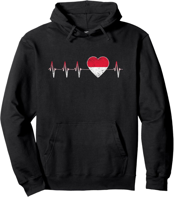 Indonesian Heartbeat I Love Indonesia Flag Heart Pullover Hoodie