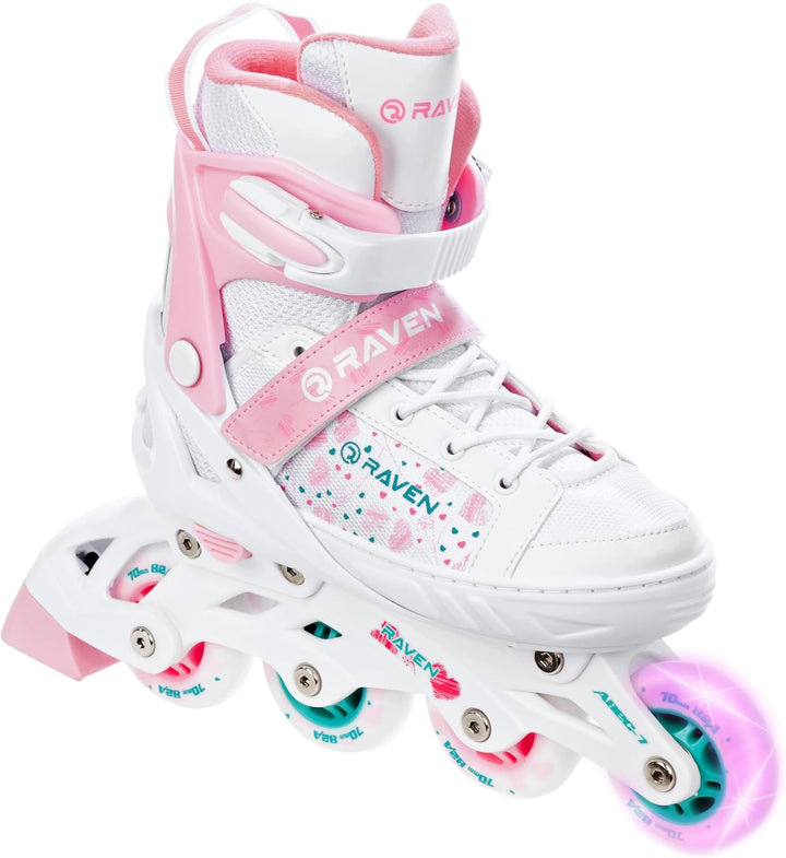 Raven Verstellbare 2in1 Inlineskates-Schlittschuhe ROSI mit LED Leuchtrad - Kugellager Abec7 - Doubl