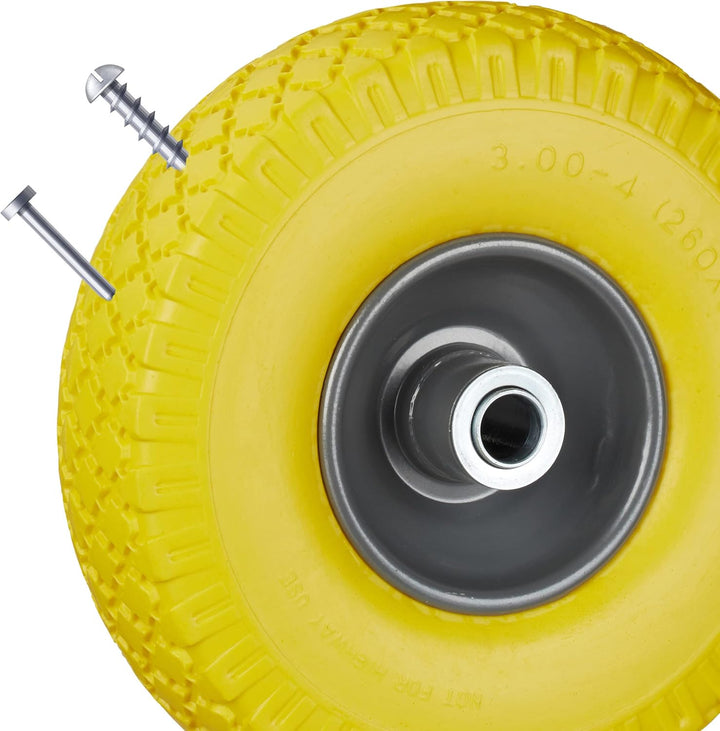 4 x Sackkarrenrad, pannensichere Vollgummireifen, 3.00-4" Stahlfelge, 20mm Achse, 100kg, Ersatzrad 2