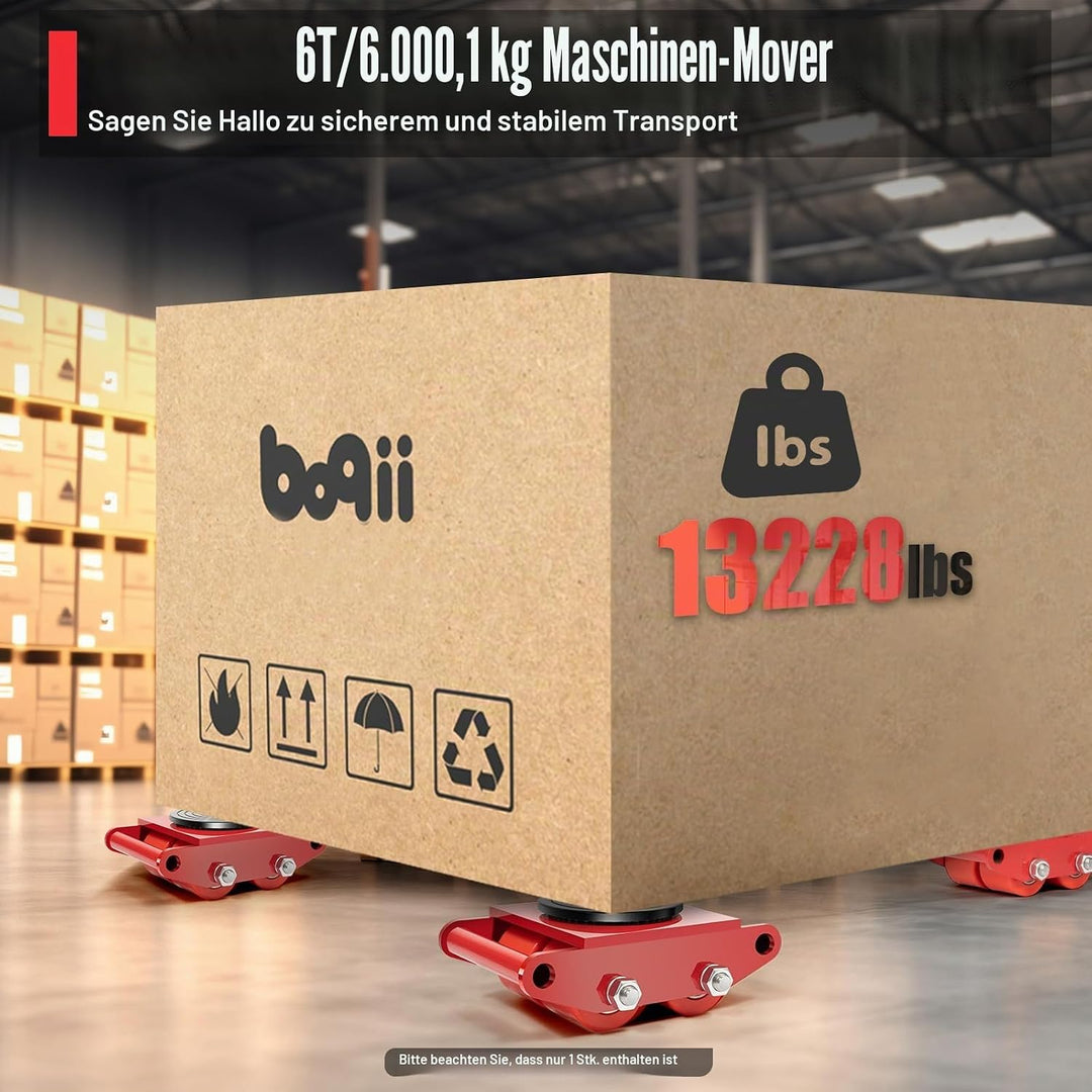 6 * Panzerrollen Roller Transportfahrwerk, Maschinentransport Industrieroller mit 4 PU-Richtungsräde