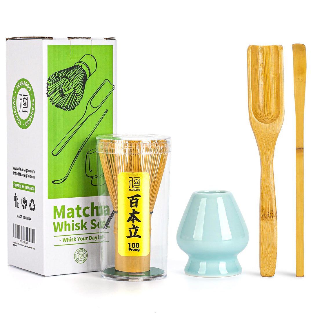 TEANAGOO Matcha Set| MatchaBesen| matcha zubehör,Matcha Schneebesen (Chasen), Bambusschaufel (Chasha