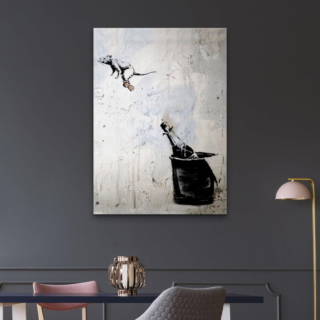 Giallobus - Gemälde - Banksy - - Standardleinwand - 100x140-14 - Maus auf dem Flaschenverschluss - B