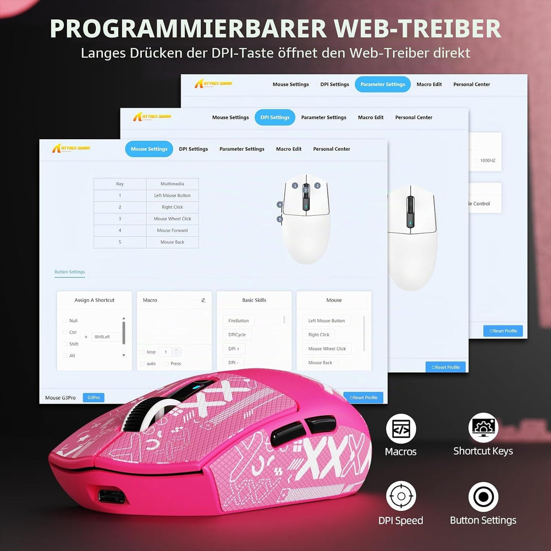 ATTACK SHARK G3PRO Kabellose Gaming-Maus mit Magnetischer Ladestation, PixArt PAW3311-Sensor, Bis zu