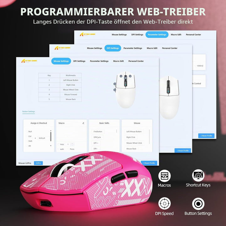 ATTACK SHARK G3PRO Kabellose Gaming-Maus mit Magnetischer Ladestation, PixArt PAW3311-Sensor, Bis zu