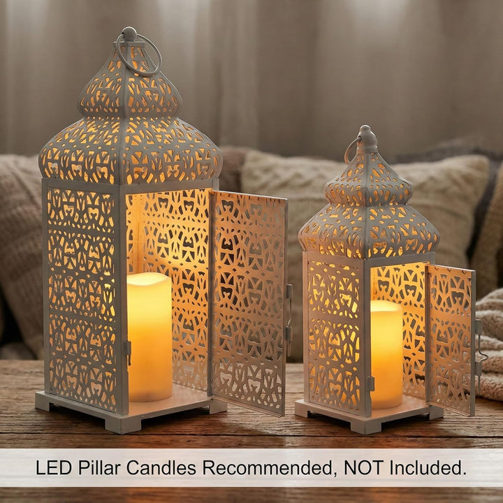 Vela Lanterns Temple Marokkanischer Stil Kerzenlaternen, weiss, 2 Stück Set of 2 Weiss, Set of 2 Wei