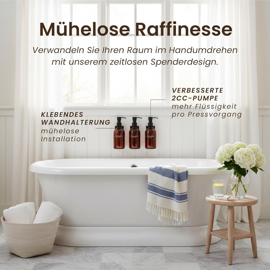 MaisoNovo Shampoo Flaschen zum befüllen – Duschseifen Seifenspender Wandbefestigung – 500 ml Set mit