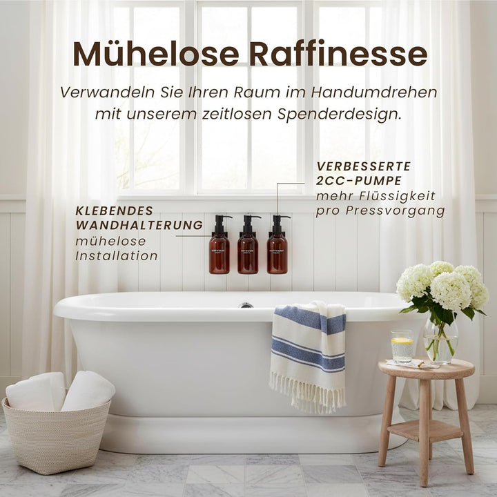 MaisoNovo Shampoo Flaschen zum befüllen – Duschseifen Seifenspender Wandbefestigung – 500 ml Set mit