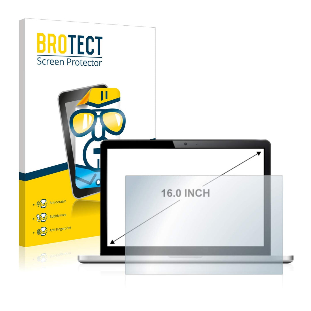 BROTECT 16" Schutzfolie für Notebooks mit 16,0 Zoll (40.6 cm) [354 x 199 mm, 16:9] - Klare Displaysc