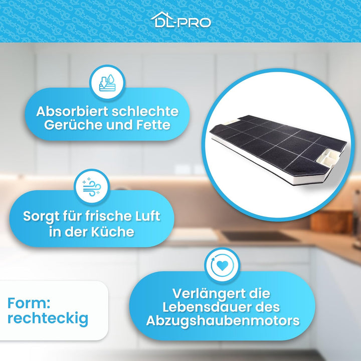 DL-pro 3 x Aktivkohlefilter 487x230mm für Bosch Siemens Neff Balay 460367 00460367 DHZ3300 LZ33000 Z