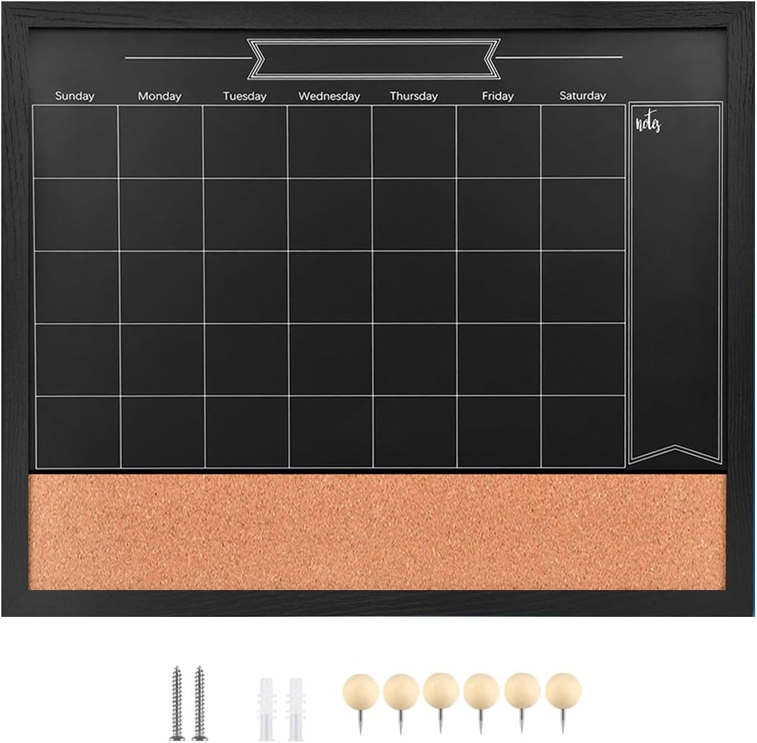 Okydoky Abwischbarem Kreidetafel-Kalender und Pinnwand, 80 cm x 60cm, Kombination aus trocken Black