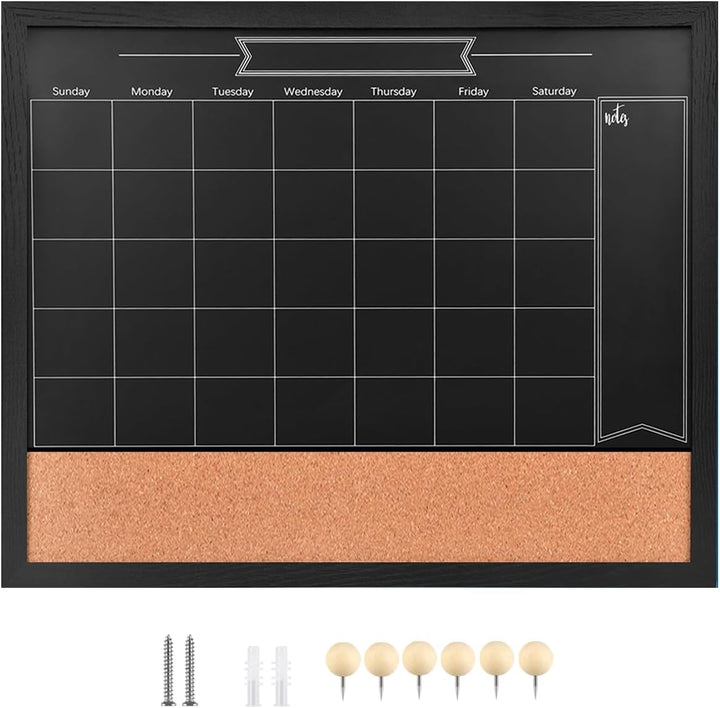 Okydoky Abwischbarem Kreidetafel-Kalender und Pinnwand, 80 cm x 60cm, Kombination aus trocken Black