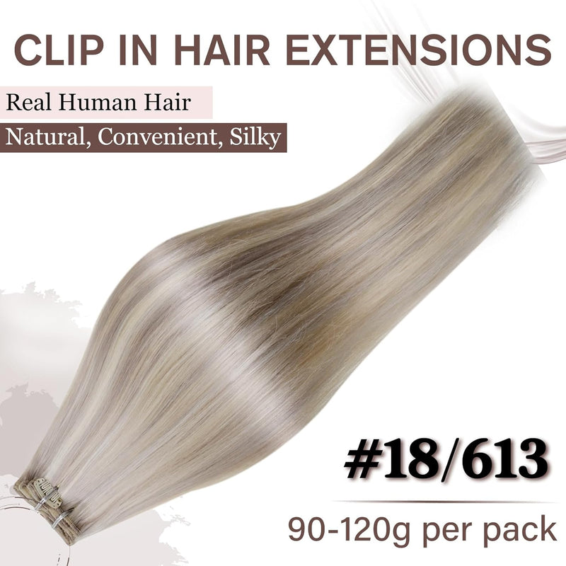 Hetto Clip Extensions Echthaar Blond Clip in Echthaar Extensions Remy Haarverlängerungen Clip in Ext