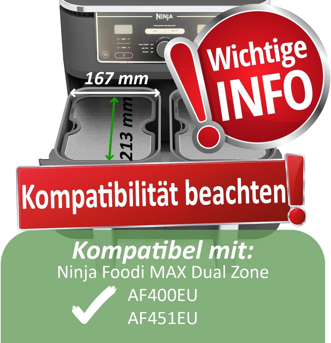 2x ZauberFry Spritzschutz, Effektiver Fettspritzschutz kompatibel mit Ninja Foodi MAX Dual Zone AF40