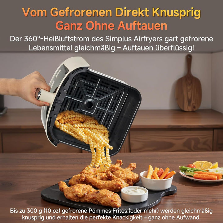 SIMPLUS Heissluftfritteuse 6,5 L, Airfryer XL mit Sichtfenster, 1500 W, extra schlankes Design, Touc