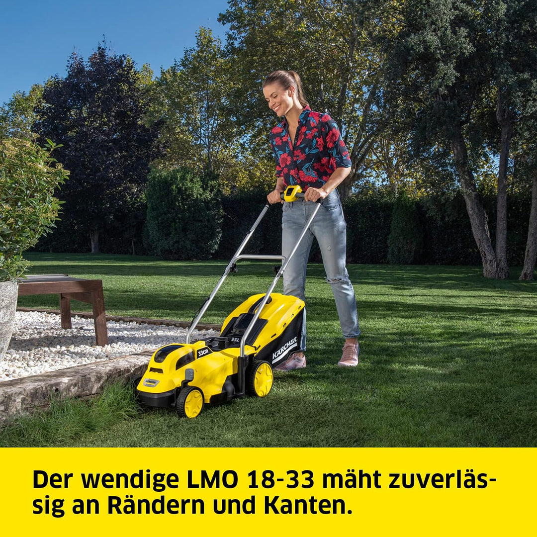 Kärcher 18 V Akku-Rasenmäher LMO 18-33, Schnittbreite: 33 cm, verstellbare Schnitthöhe: 35-65 mm, Mu