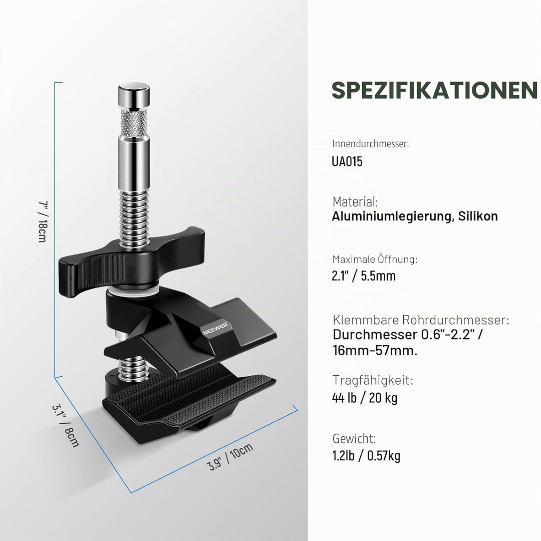 NEEWER 2" Endbacken Schraubstockgriff mit 5/8" Bolzen, Stahlschaft Endschraubstockklemme mit verstel