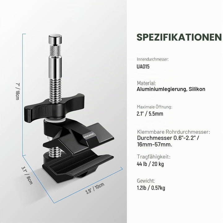 NEEWER 2" Endbacken Schraubstockgriff mit 5/8" Bolzen, Stahlschaft Endschraubstockklemme mit verstel