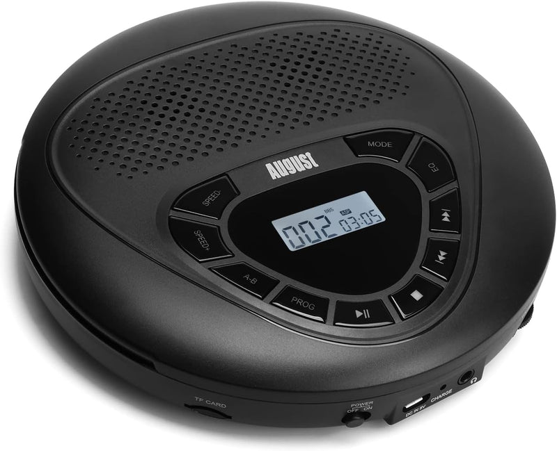 Tragbarer wiederaufladbarer CD Player -August SE10- Discman Walkman mit Lautsprecher Anti-Shock Anti