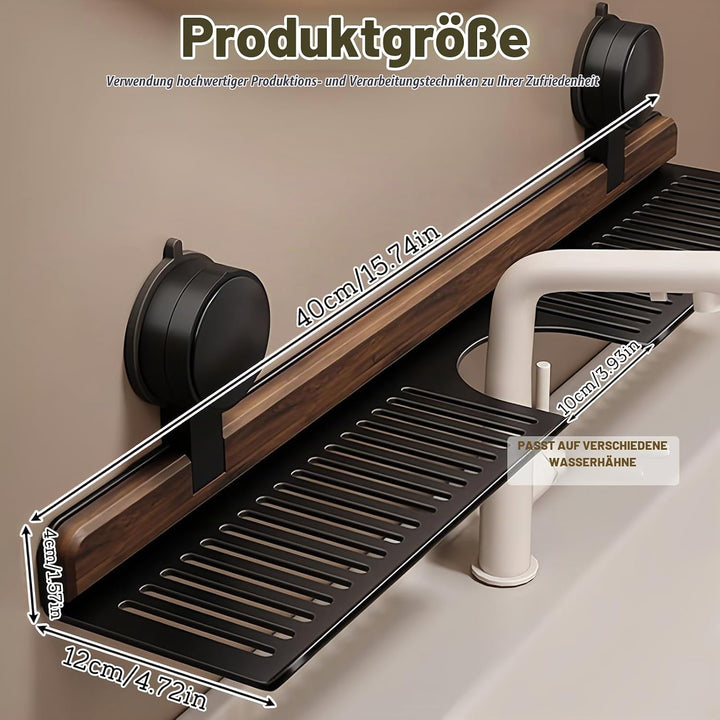 Waschbeckenregal über Wasserhahn mit Saugnapf, Walnuss-Regal für Badezimmer, Hängend Duschablage, Ba