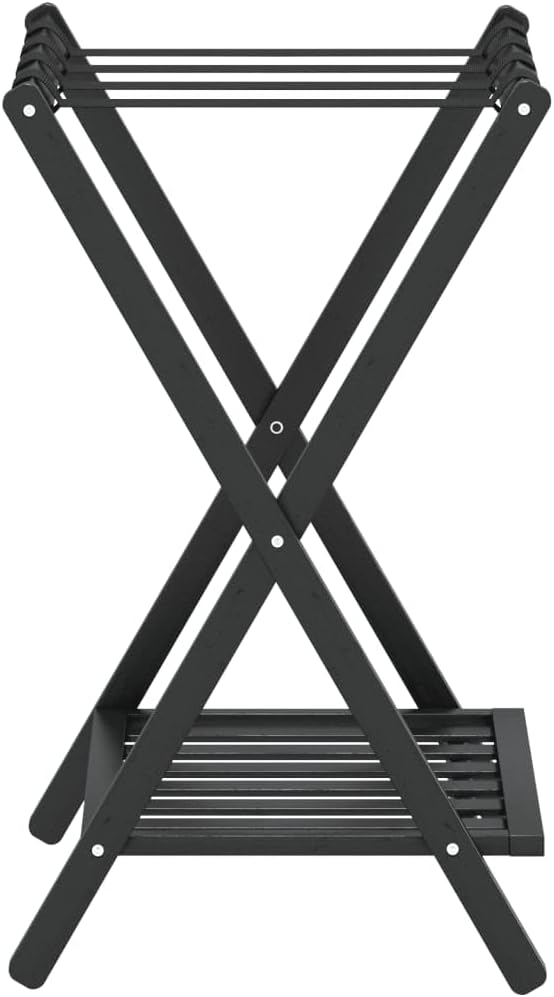 Gepäckablage Schwarz 68x38x58 cm Bambus Kofferständer faltbar mit Gurt und Stauraum für Hotelzimmer,
