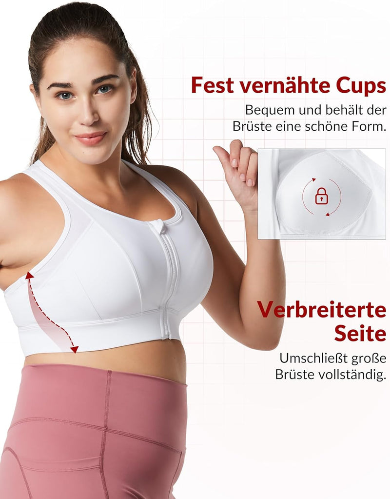 Yvette Starker Halt Sport BH Grosse Brüste mit Vorderverschluss Mesh Ringerrücken Ohne Bügel für Fit