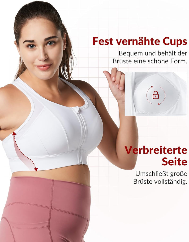 Yvette Starker Halt Sport BH Grosse Brüste mit Vorderverschluss Mesh Ringerrücken Ohne Bügel für Fit