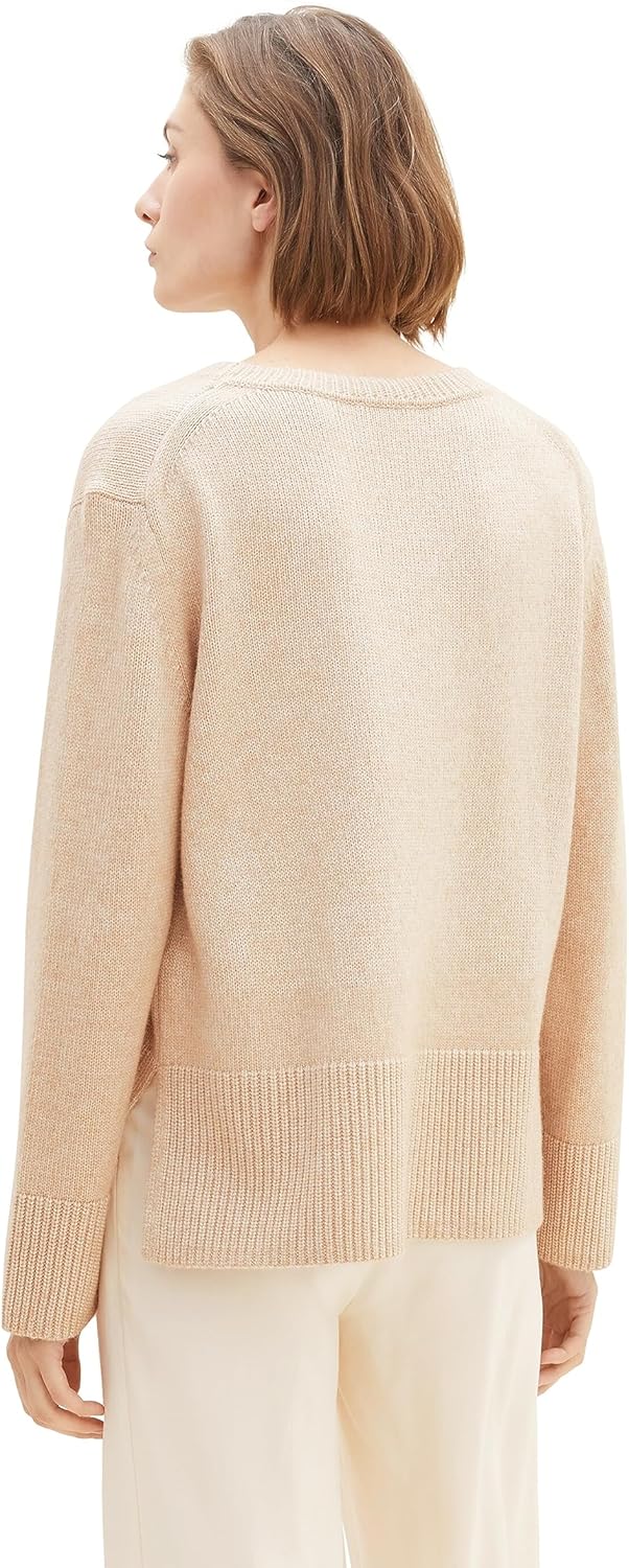 TOM TAILOR Damen Pullover XL 33962 - Doeskin Melange, XL 33962 - Doeskin Melange